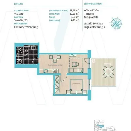 Appartement Inselwind - Ferienwohnung 03 „Meerbodden“ Gager